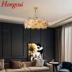 Hongcui Chandelier Gold Pendant Lamp Postmodern Home Round Light Fixture for Living Dining Room 1