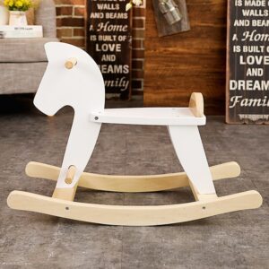 Nordic Style Children's Solid Wood Wooden Rocking Horse Plush Stroller Balance Chair Baby Toy Kids Boy Girl Birthday Gift 2