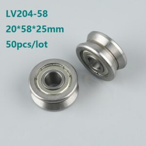 50pcs/lot LV204-58 V groove track roller guide bearing 20x58x25 mm Laser Cutting Machine Roller Guideway for CNC 20*58*25mm 1