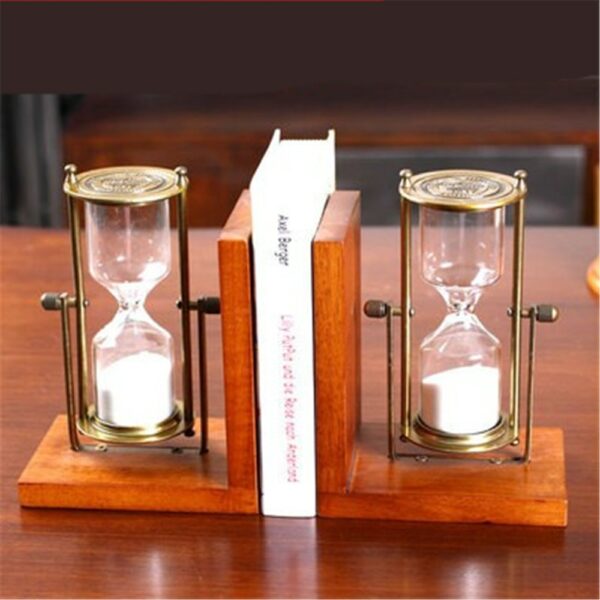 a Pair Creative Wood Bookend Shelf With hourglass Bookend Holder Office Supplies Home Decoration Book Stand 1