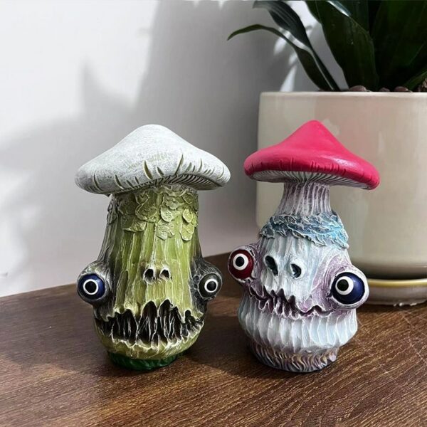 New Halloween Creative Skull Mushroom Sculpture Monster Resin Crafts Home Garden Decorations Office Desktop Decorations 3