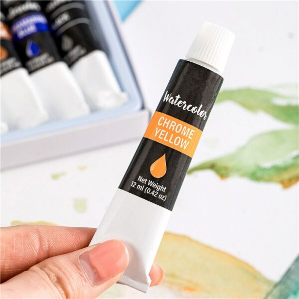 12 Color Watercolor Paint Set 12ml Washable Paint Student Children Learning Practice Art Supplies Stationery 4