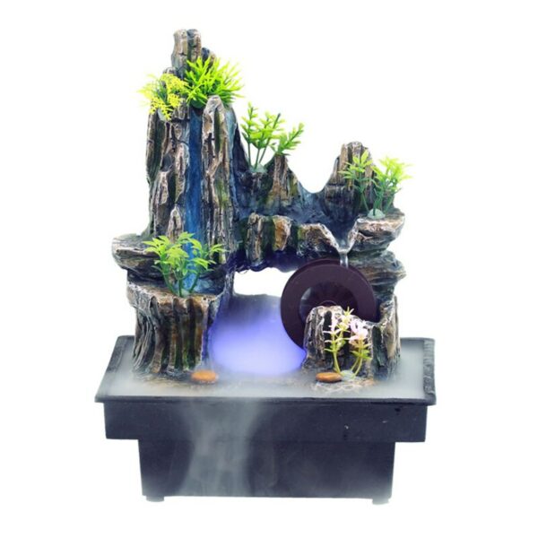 Indoor Relaxation Desktop Fountain Waterfall with Rockery Plant Atomizing Humidifier Perfect for Office Home Bedroom Desk Decor 4