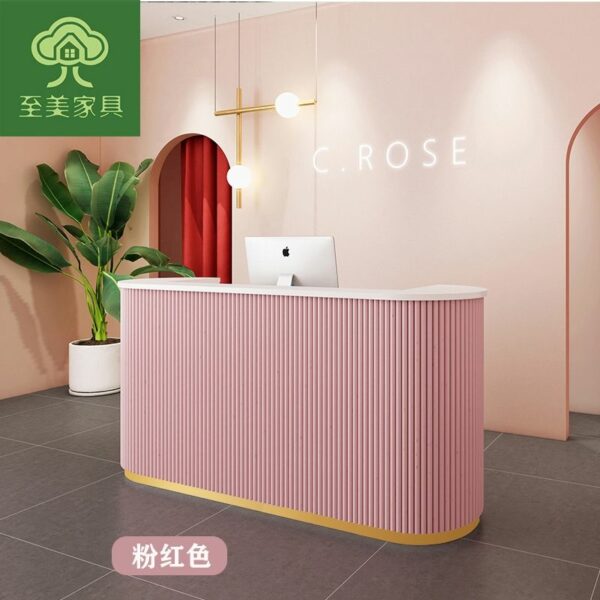 Simple and modern light luxury arc clothing store beauty salon commercial cash register reception desk podium stand レジカウンター 6