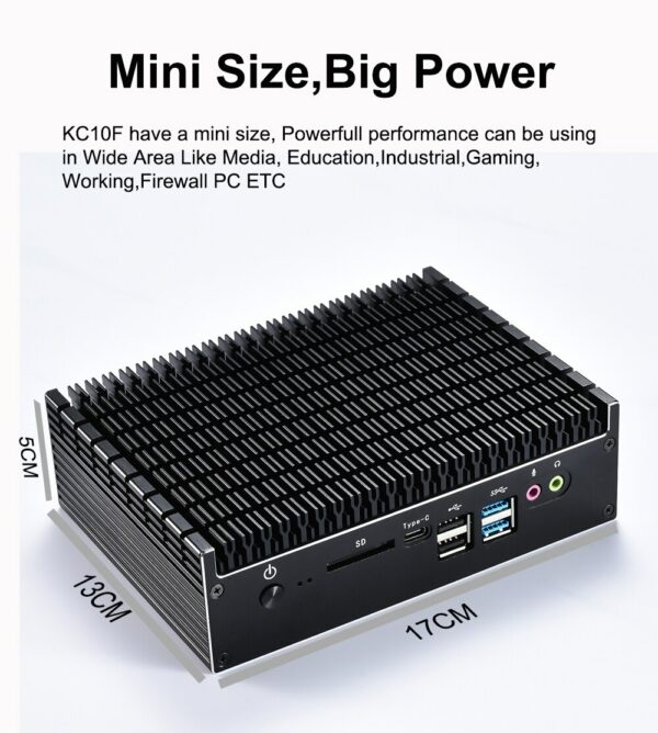 Mini PC Fanless Design intel core i5 core i7 Dual lan Dual 4K output Supoort windows 11 computer gaming industrial PC 6