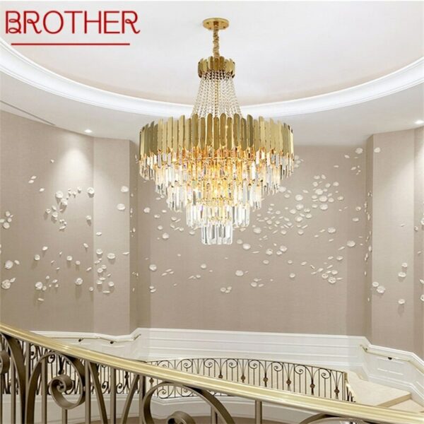 BROTHER Chandelier Gold Pendant Lamp Fixtures Postmodern LED Light for Home Living Dining Room Villa 1