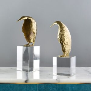 Modern Gold Brass Standing Penguin Ormanment Home Crystal Art Crafts Living Room Hotel Decor Objects Office adornos para casa 2