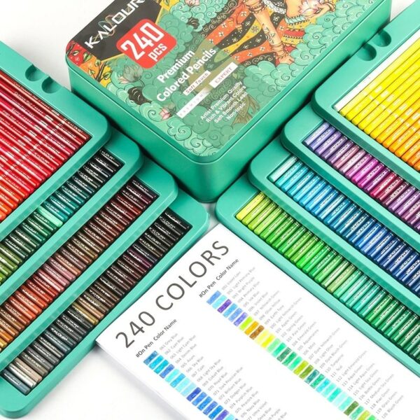 Artist Grade Soft Core Oil-based Premium 240pcs Color Pencil in Tin Box, Pre Sharpened Crayons -Ideal Christmas Gift Pens 5