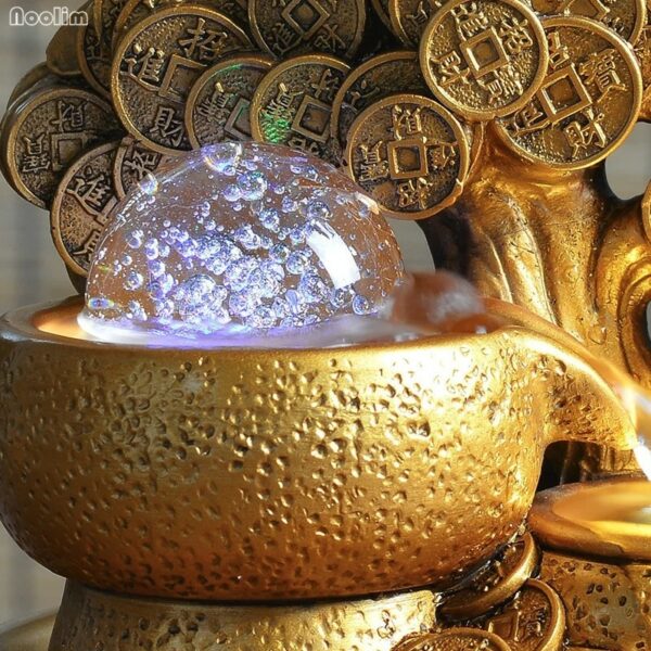 Gold Money Tree Water Fountain Ornaments Feng Shui Transfer Ball Waterscape Office Living Room Desktop Humidification Decoration 3