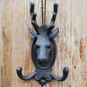 European and American  Iron Art Hook Clothes and Hats Deer Head Double Hook Garden Courtyard Wall Hanging Wall Decoration 1