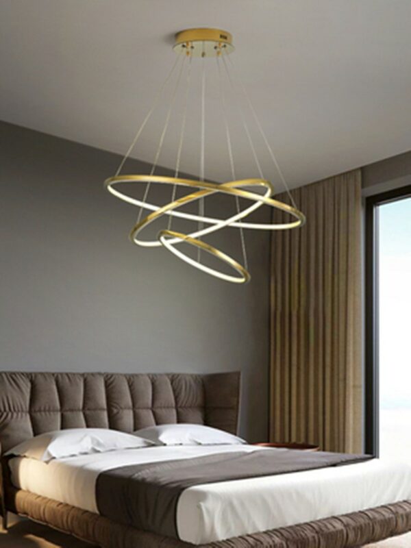 OUFULA LED Pendant Light Luxury 9 Rings Chandelier Fixtures Modern for Home Living Room 4