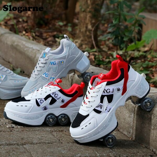 Kids' Sneakers Four Wheels Skate Shoes Dual Use Walking Double-Row Roller Girls' Running Roller Skates Boy Inline Skates Unisex 4