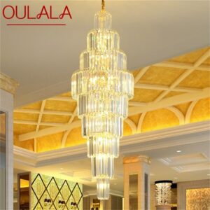 OULALA Gold Chandelier Fixtures Modern Luxury Crystal Pendant Lamp Light Home LED for Stairs Hall Decoration 1