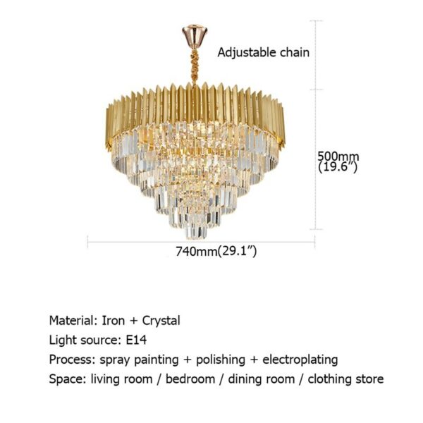 OULALA Gold Chandelier Postmodern Crystal Pendant Lamp Home LED Light Fixture for Living Dining Room 6