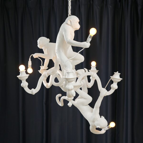 Resin White Monkey Chandeliers Atmosphere Lamp Living Room Home Decor Hanging lamp Pendant Designer Creative lighting Fixtures 1