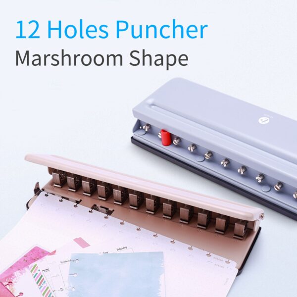 KW-triO Handheld DIY Mushroom 12 Holes Punch Puncher Paper Cutter with Ruler 6 Sheets Punch Capacity A4 / A5 / A7 / B5 2