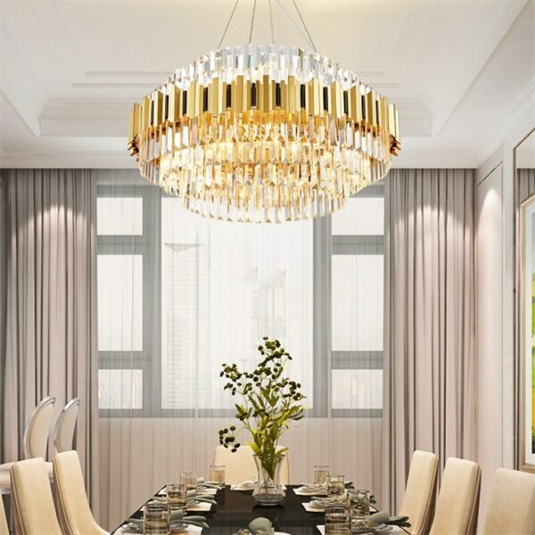 Hongcui Pendant Light Postmodern Gold Luxury Crystal LED Lamp Chandelier For Home Dining Living Room 3