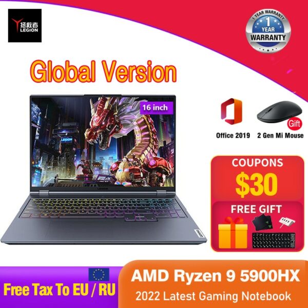 Lenovo Legion R9000K 2021 E-Sports 16inch Gaming Laptop AMD R9-5900H 32G RAM/64G RAM GeForce RTX 3080 2.5K Backlit Notebook 1