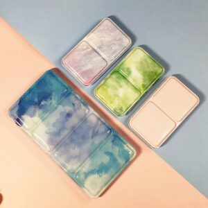 Empty Watercolor Paint Palette Tin Storage Box Color Mixing Iron Paint Tray with Half/Full Pans For Painting Art Supplies 1