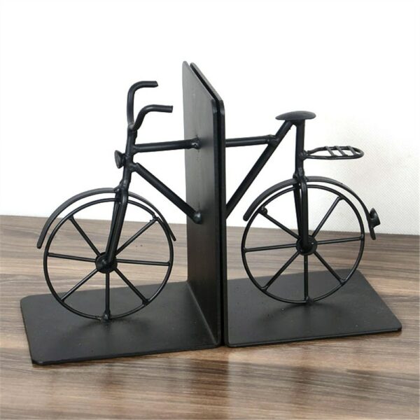 a pair Fashion Human Shape bicycle S Bookshelf Bookends School Office Stationery 2