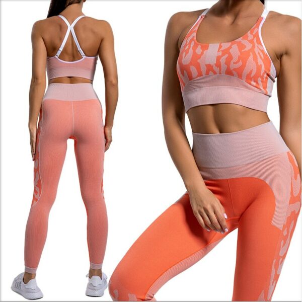 Bauhinia Women Seamless Yoga Set Coma Fitness Clothing High Waist Push Up Leggings Sexy Backless Crop Tops Women Workout 2Pcs 5