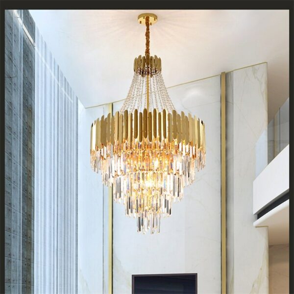 OUFULA Chandelier Gold Pendant Lamp Fixtures Postmodern LED Light for Home Living Dining Room Villa 3