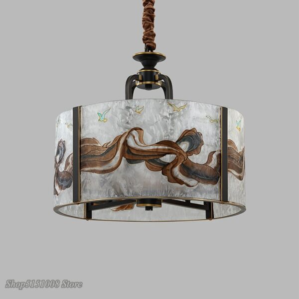 Modern LED-E14 new Chinese style chandelier Creative Chinese style designer enamel dining room study bedroom copper chandeliers 1