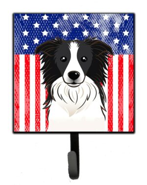 American Flag and Border Collie Leash or Key Holder