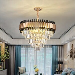 OUTELA Postmodern Black Chandelier Fixtures Crystal Pendant Lamp Luxury Light Home LED Decorative for Living Dining Room 2