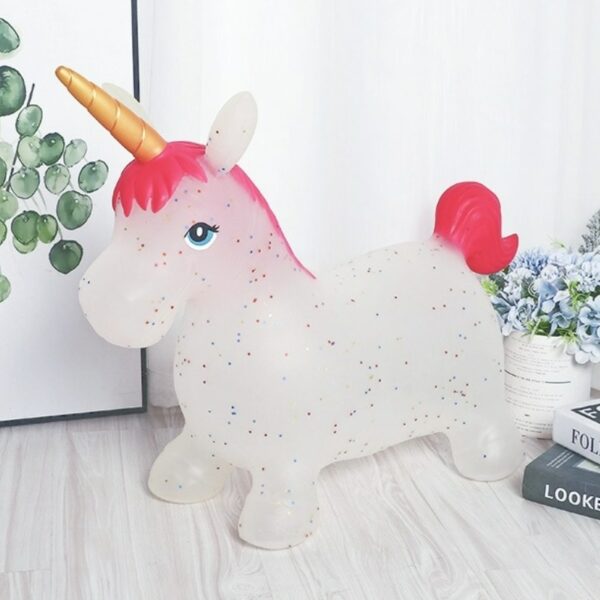 Cute Unicorn Inflatable Ride on Animal Toys Jumping Horse Bouncy Sports Games for Kids Baby Children's Day Gift 3