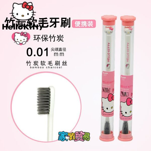 12/24pcs Kawaii Cartoon Hello Kitty Toothbrush Soft Bamboo Charcoal Toothbrush Travel Portable Household Toothbrush For Girls 4