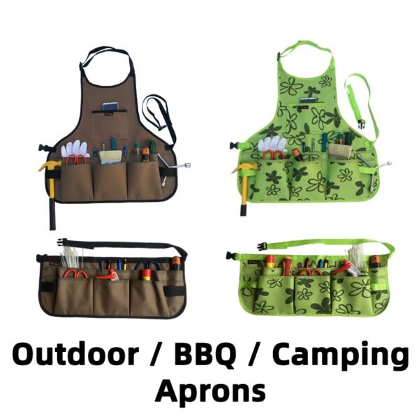 Outdoor Aprons BBQ Aprons Tool Bags Adjustable Camping Barbecue Cookouts Gardening Craft Barista Baking Drawing Flower Arranging 1