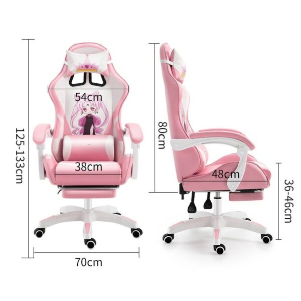 Upgraded Latex Computer Chair Pink Cartoon Live Gaming Chair Multifunctional Adjustable Home Comfortable Sofa Recliner 6