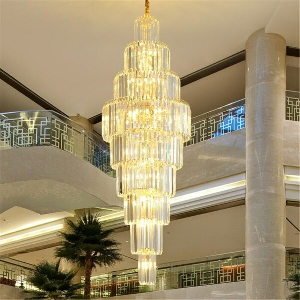 AOSONG Gold Chandelier Fixtures Modern Luxury Crystal Pendant Lamp Light Home LED for Stairs Hall Decoration 3