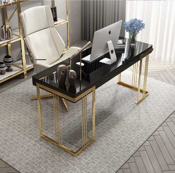 Modern light luxury desk Nordic stainless steel computer desk simple modern desk home study desk 1