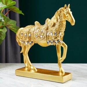 Golden War Horse Unicorn Statue Sculpture Modern Office Desk Nordic Home Decor Decoration Accessories Ornaments Furnishing 2