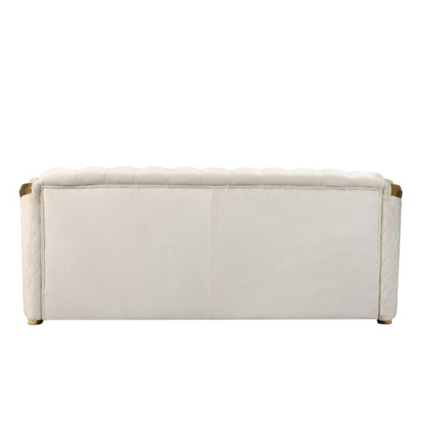 White button tufted velvet three-seat sofa living room sofa with metal legs living room home furniture 5