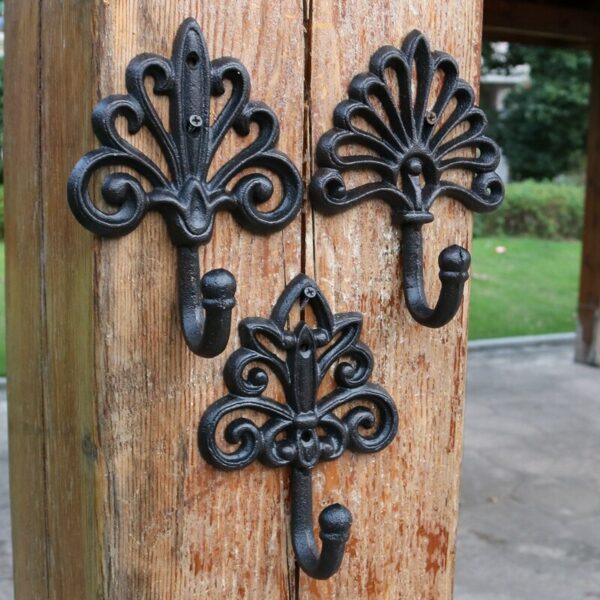 European-style Palace Retro Cast Iron Wrought Iron Flower Hook Single Hook Wall Hanging Decoration Coat Hook Home Decoration 3