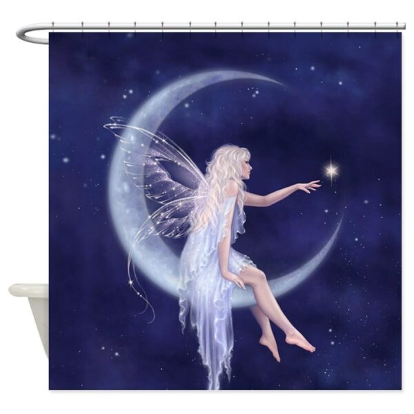 Birth Of A Star Moon Fairy Decorative Fabric Shower Curtain 1