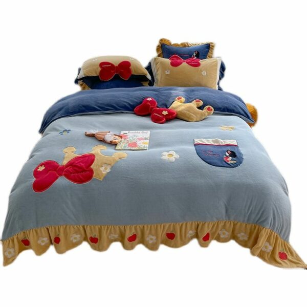 Disney winter cartoon princess at large milk velvet four-piece simple coral velvet bed linen children's bedding 5