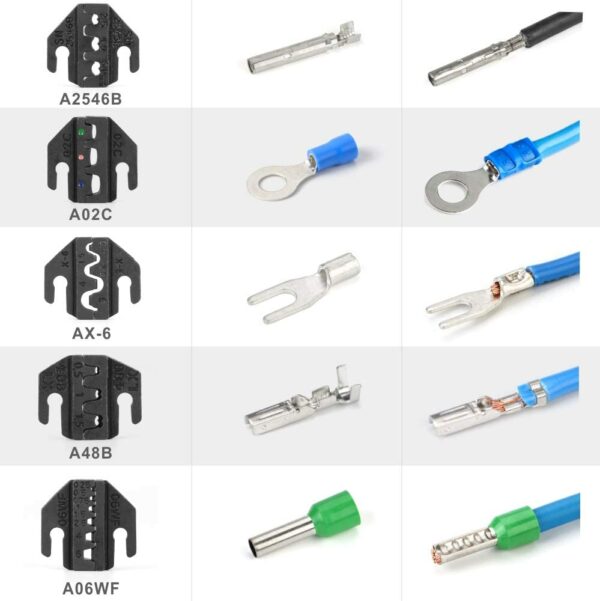 IWISS SN Series Quick Changing Wire Crimper Tool Set Connectors Crimping Plier Kit with 5 Changing Dies(2546B/48B/02C/06WF/6) 3