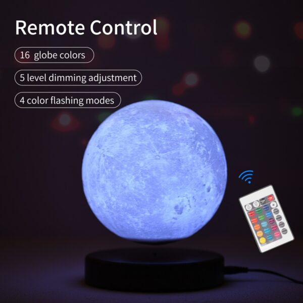 Levitating Moon Lamp Night Light Floating and Spinning Moonlight Magnetic Levitation 3/16 LED Colors for Home Office Decoration 3