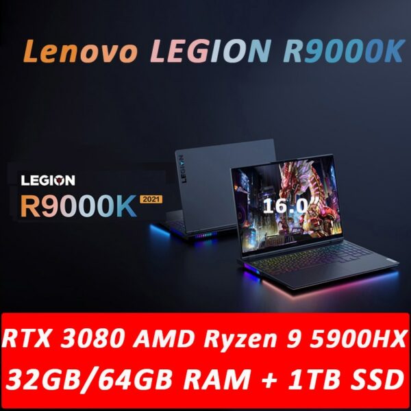 New Lenovo Legion R9000K Gaming Laptop e-sports 16inch AMD R9-5900HX 32G/64G RAM 1TB SSD RTX 3080 2.5K 165Hz Backlit metal 2