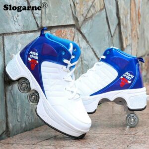 Kids' Roller Skates Boy Girl Unisex Four-Wheels Dual-Use Skate Shoes Double-Row Roller Men Inline Skates Casual Sports Sneakers 1