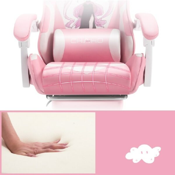 Pink Cartoon Live Gaming Chair Multifunctional High Resilience Sponge Adjustable Sofa Recliner Comfortable Home Computer Chair 6