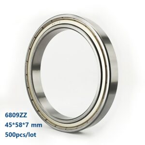 500pcs/lot 6809ZZ 6809 ZZ 45*58*7mm Double metal cover Deep Groove Ball Bearing Thin Wall Deep Groove Ball bearing 45×58×7mm 1