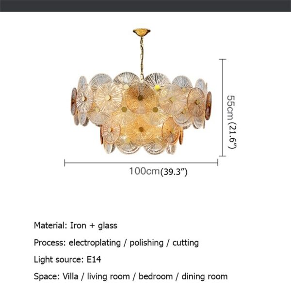 Hongcui Chandelier Gold Pendant Lamp Postmodern Home Round Light Fixture for Living Dining Room 6