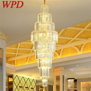 WPD Gold Chandelier Fixtures Modern Luxury Crystal Pendant Lamp Light Home LED for Stairs Hall Decoration 1