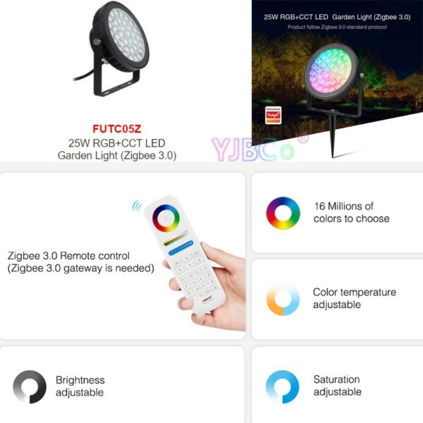 Miboxer RGB+CCT 25W LED Garden Light Waterproof IP66 Smart Lawn Lamp FUTC05Z Outdoor Lights Zigbee 3.0 Remote/ gateway Control 3