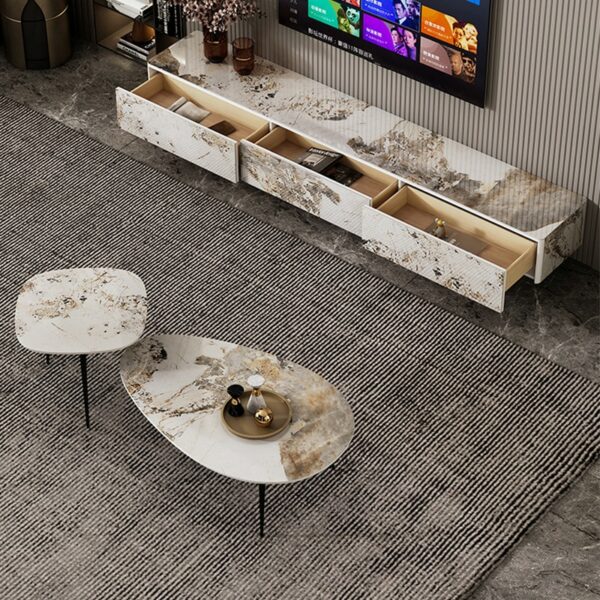 Glossy Coffee Table Personalized Creative Marble Coffee Table Postmodern New Sintered Stone Tea Table 6